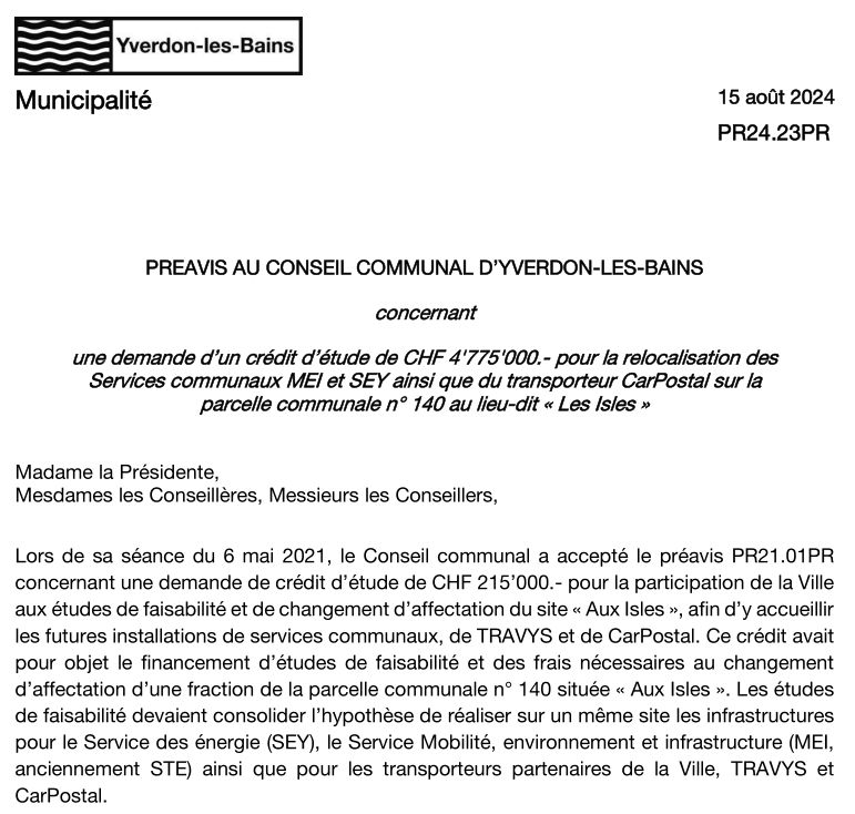 Près de 5 millions pour les études, plus de 40 millions pour le projet. Le préavis n'est pas encore passé devant le Conseil Communal. 