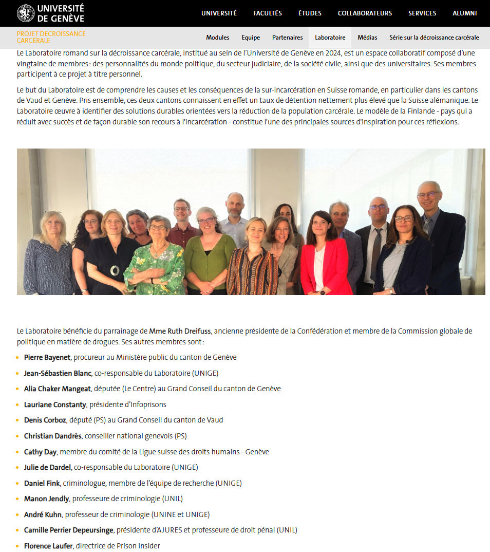 Derrière cette étude, le laboratoire romand sur la décroissance carcérale... Donc l'objectif est affiché d'avance par ses membres et il est donc logique que ses recherches aillent dans le sens de ses opinions, mais alors peut-on les faire financer par le contribuable pour près de 2 millions puis ensuite dire que c'est de la science ?